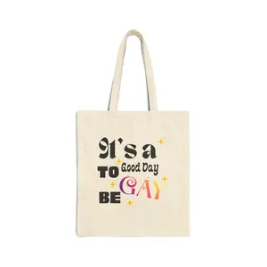 It's a Good Day to Be Gay Tote Bag | Pride Rainbow Typography Canvas