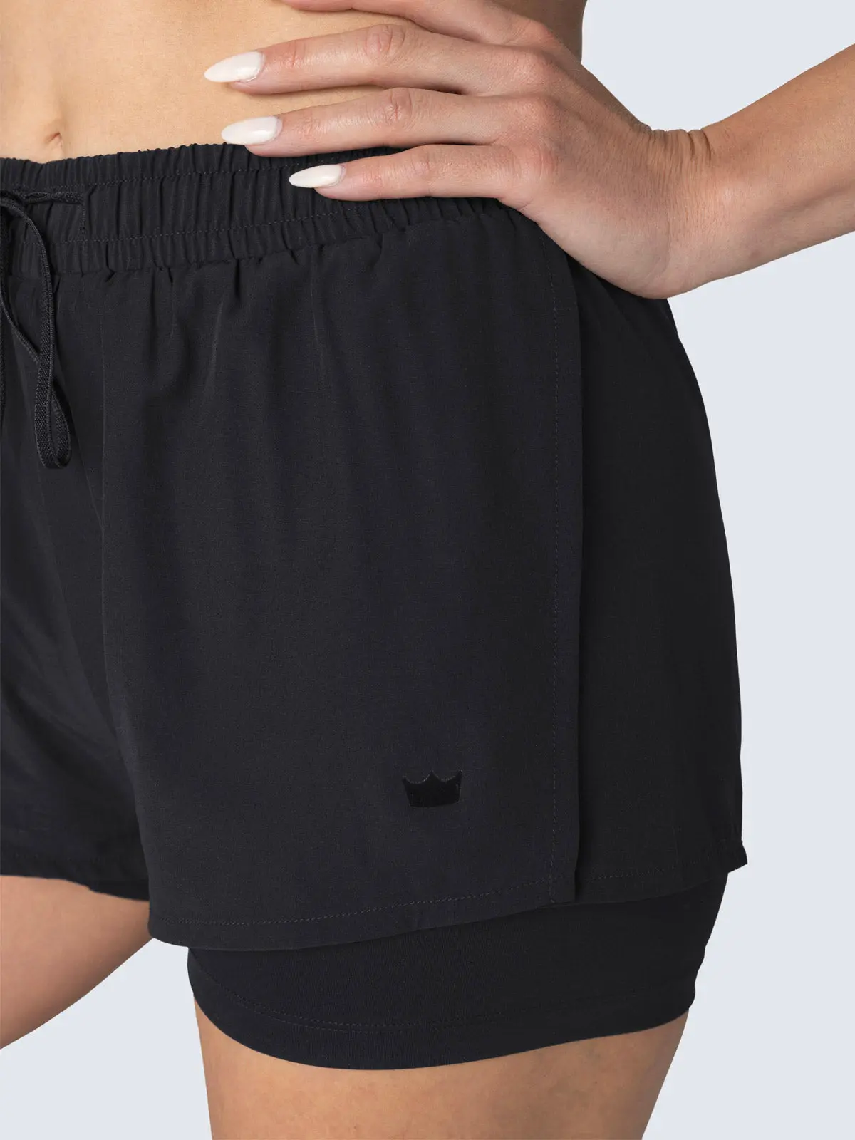 Women's 2-in-1 Mid-Rise Running Shorts, Gym Athletic Bottoms with Built-in Liner, Moisture-Wicking Fabric with Adjustable Drawcord for Fitness, Fitness Running Bottoms, Gym Athletic Shorts