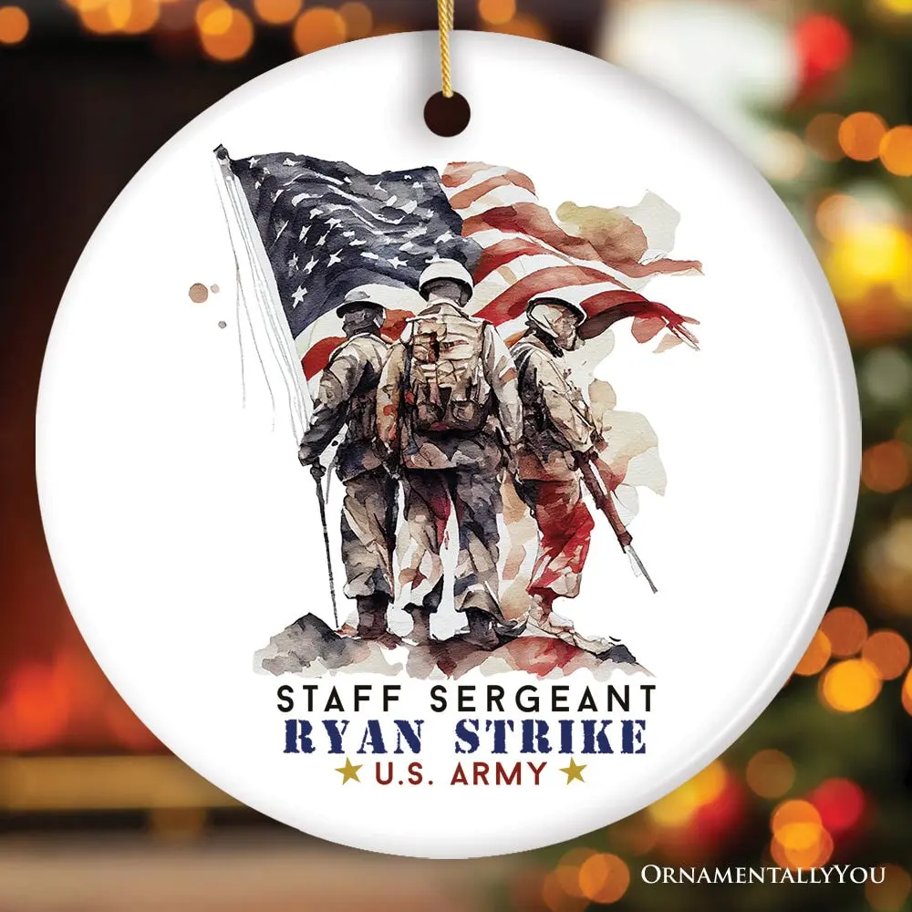 Personalized U.S. Army Staff Sergeant Ornament, Custom Gift for Military Veteran