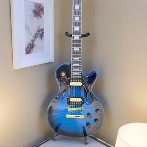 Classic Sapphire Blue LP Guitar with flame maple top H-H pickup