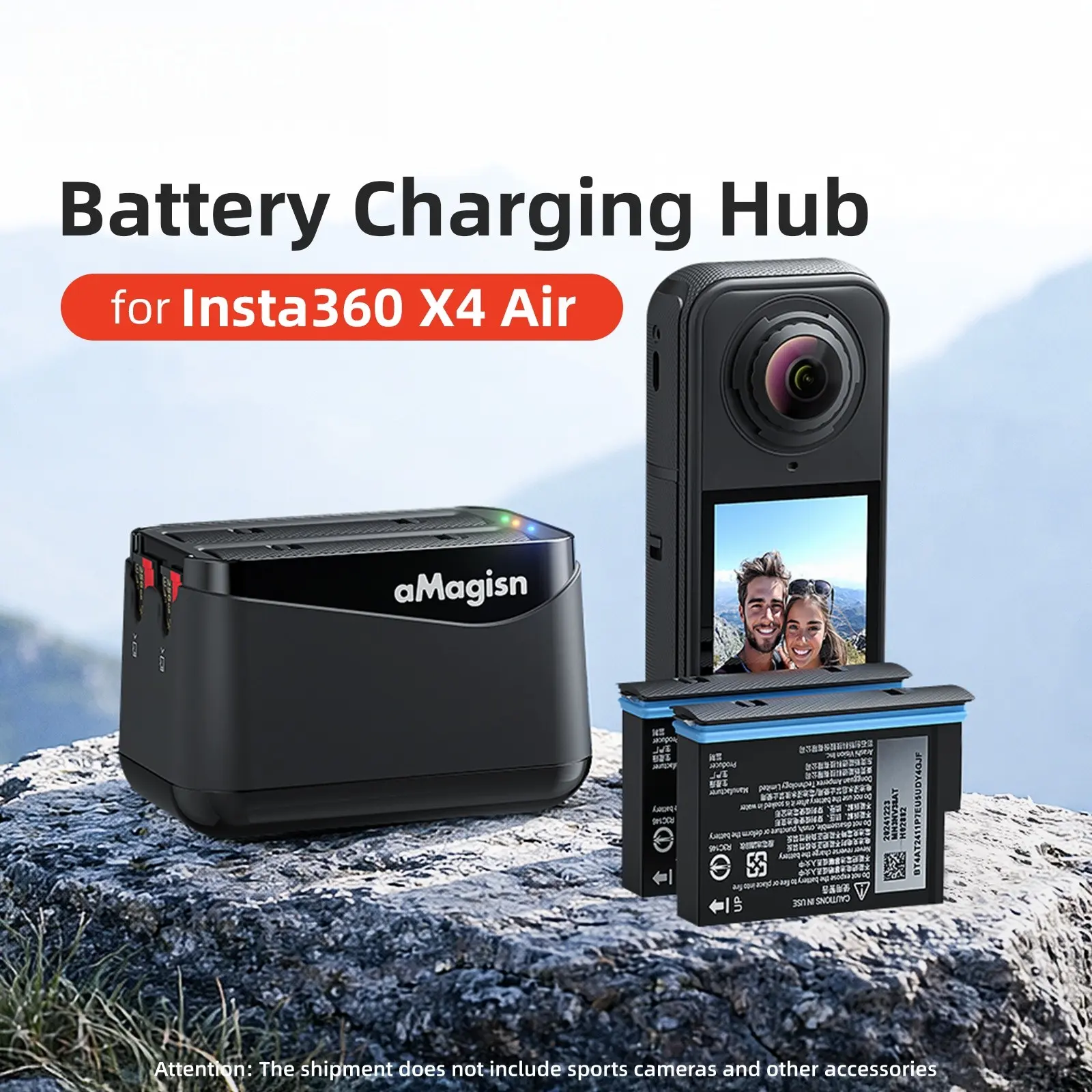Insta360 X4 Air Battery Fast Charging, 360 Storage Camera Accessories, Essential Photography Gear, Battery Charging Hub for Insta360 Users