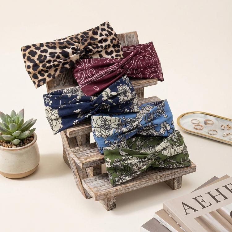 5pcs Soft Stretch Wide Headbands for Women  Non-Slip Elastic Bands in Assorted Colors for Yoga, Running & Sports, Head Bands Hair Accessories