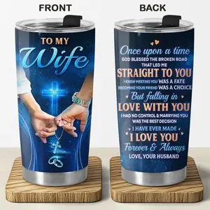 Gifts for Wife from Husband - 20 Oz Stainless Steel Tumbler - Wedding Anniversary, Birthday, Valentines Gift Ideas for Her Him Couple, Romantic Love Presents, Trave Coffee Drinking Cup with Lid To My Wife