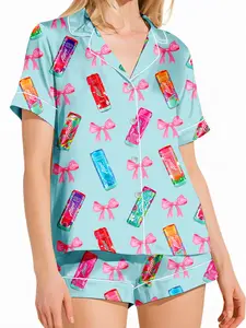 Alani Pajamas Set, Alani Energy Drink Sleepwear, Satin Loungewear For Women, Alani Lover Gift For Her