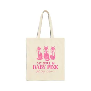 Coquette Bag, Baby Pink Coquette Bag, My Soul is Pink and Very Expensive, Canvas Tote Bag