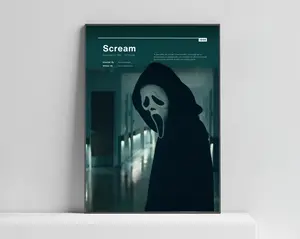 Scream Poster, Ghostface Movie Print, Minimalist Horror Room Decor, Halloween Gifts for Fans
