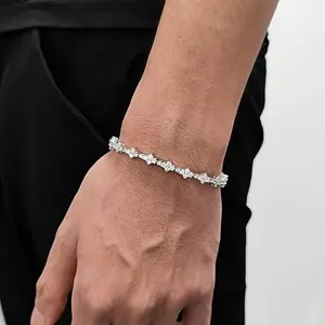 1Pcs Star Tennis Bracelet for Men Women, Hip Hop Fashion Jewelry, Shiny Elegant Stylish Accessories, Classic Souvenir, Ideal Gift For Valentine'S Day, Christmas, Birthday, Anniversary