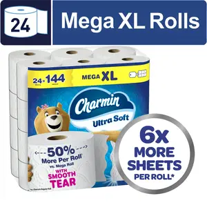 Charmin Ultra Soft Toilet Paper, 24 Mega XL Rolls, 2-Ply Bath Tissue