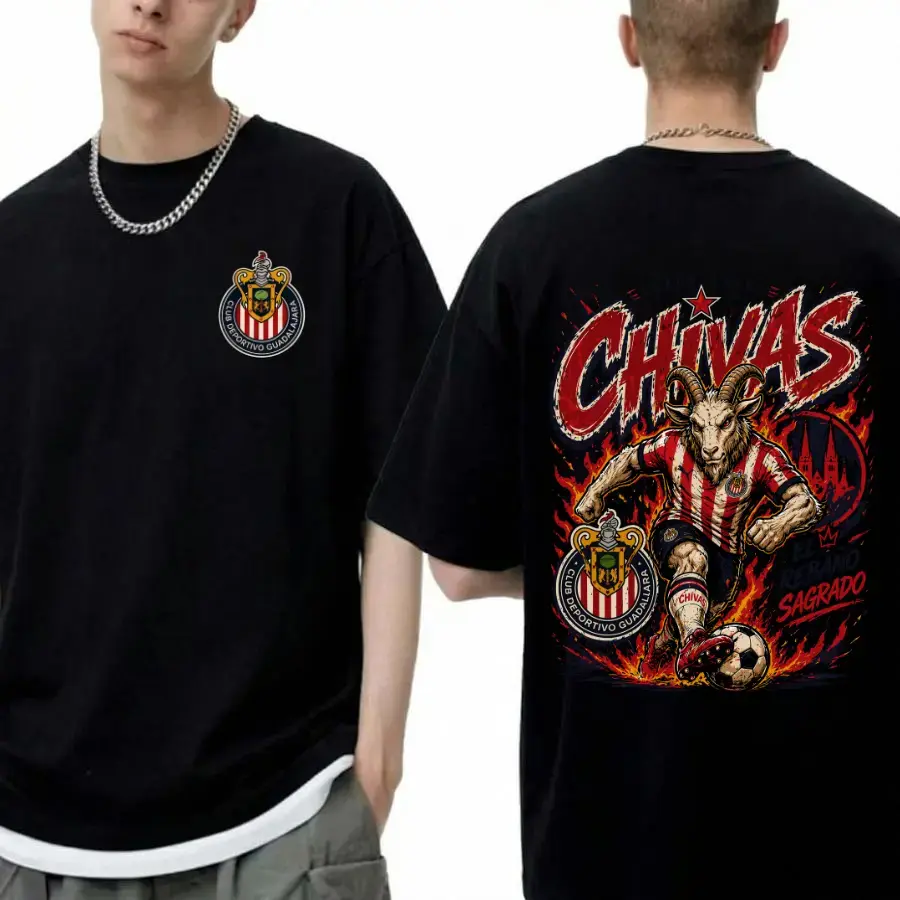 Chivas Soccer Graphic T-Shirt, Guadalajara Goat Football Fan Shirt, Vintage Black Tee, Mexican Liga MX Sports Apparel for Men & Women
