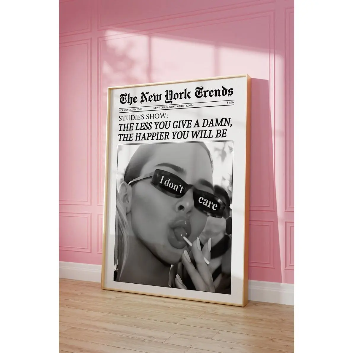 Trendy Newspaper Print, New York Times Wall Art, Magazine Headline, Retro Bar Cart, Girl Dorm Room Decor, Bathroom Decor, Printable Poster
