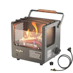 Alogfire 3-in-1 Portable Gas Fire Pit Heater Stove, Real Flame Mini Fireplace, Smokeless Clean Burning Propane Butane, Easy Setup for Camping, Fishing, BBQ, Patio, Backyard & Emergency Heating, CE Certified (Hose & Adapter Set Included)