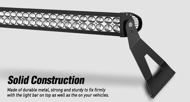 Nilight 2PCS 52 inch Curved LED Light Bar Bracket at Upper Windshield Roof Cab for 2004-2018 Ford F150 & SVT Ra