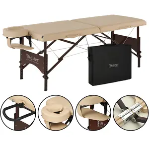 28" Argo Portable Massage Table in Cream with Walnut Legs- Spa Bed for Tabletop Exercise & Massage- Beauty Bed Tattoo Bed- Lash Table - Master Massage