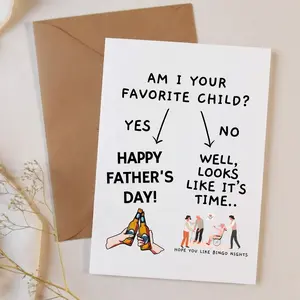 Am I Your Favorite Child Dad Card, Funny Sarcastic Father's Day Gift, Hope You Like Bingo Nights Joke, Sibling Rivalry Greeting Card, 5x7 Card with Envelope