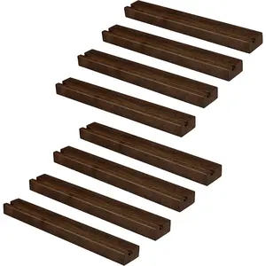 Ilyapa Wood Vinyl Record Shelf Wall Mount, 8 Pack - Espresso Record Album Holder Display Your LP Ilyapa