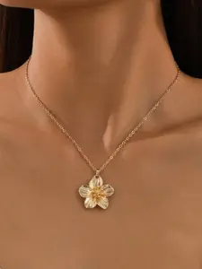 Flower Design Pendant Necklace for Women, Stainless Steel Jewelry for Party, Daily Clothing Decor, Trendy All-match & Exquisite Jewelry for Birthday Gift, High End Necklace