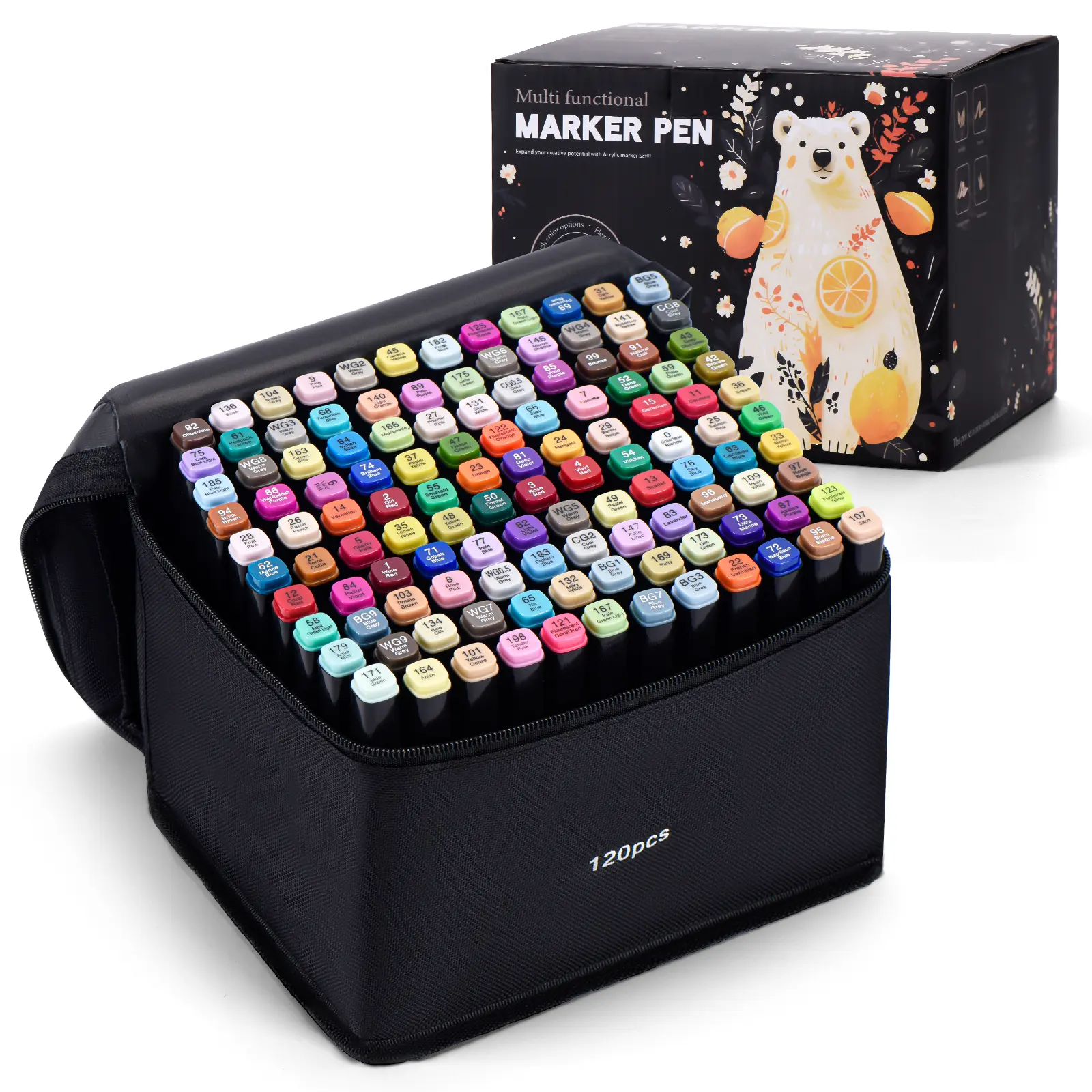 Alcohol Markers, 120Colors Dual Tip Art Markers, Drawing Markers, Coloring Marker for Sketching Coloring，Markers for ColoringBooks No Bleeding, Dual Tip Markers for School，Fineand Brush Tip Markers for Coloring Books, Calligraphy, Drawing, Sketching