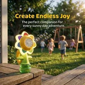 Dancing Sunflower Bubble Machine with LED Lights for Kids, Automatic Bubble Blower Summer Toy