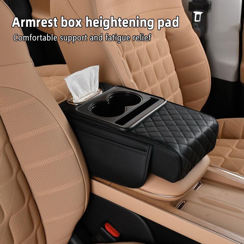 Car interior accessories armrest box storage bag for storage and organization of universal car interior accessories, cup holder and mobile phone storage cabinet for long-distance driving travel, car center console armrest pad, multi-function storage bag