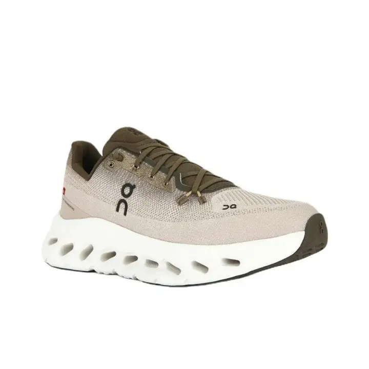 Brand New Sealed Unisex Taupe Olive Gradient Breathable Knit Mesh Running Shoes, with Original Shoe Box, White Hollow Cushion Midsole Dark Brown Toe Cap Lightweight Daily Walking Outdoor Fitness Athletic Sneakers