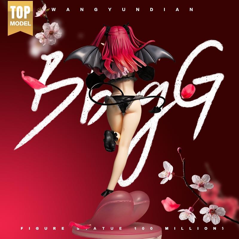 Kawaii Demon Girl Anime Action Figure, 29cm PVC Statue with Heart Base, Japanese Cosplay Model, Desktop Decoration for Anime Lovers