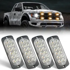 4PCS Amber/White 12 LED Car Truck Warning Hazard Flash Beacon Strobe Light jeeplight Bar Side Lamp 4PCS Amber/White 12 LED Car Truck Warning Hazard Flash Beacon Strobe Light jeeplight Bar Side Lamp