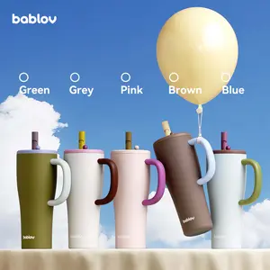 Bablov Traveler Tumbler 34oz Leak-proof Tumbler with Straw - 1000ml Portable Tumbler for Travel Sports & School Drinkware Flasks Insulation Mug Pink