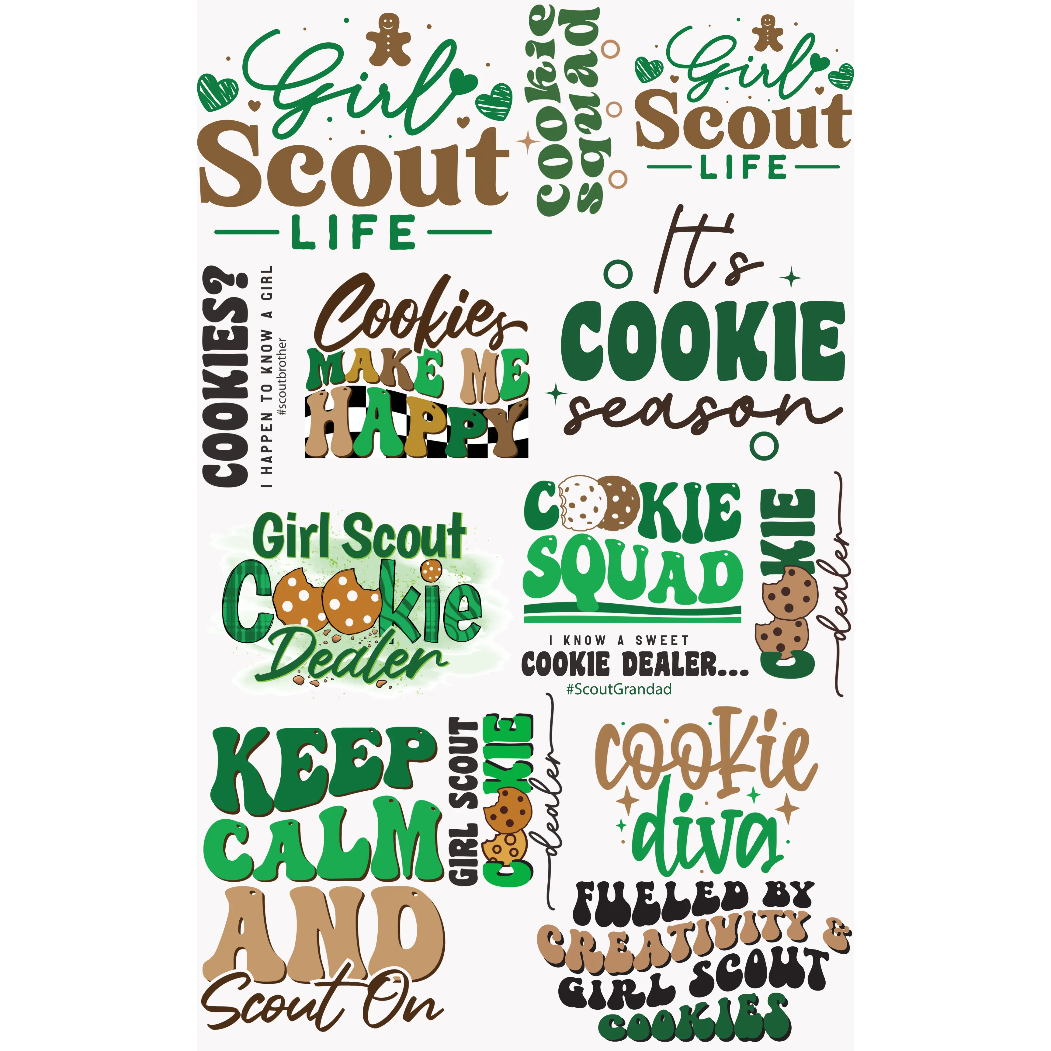GIRL SCOUT LIFE PREMADE GANGSHEET  - 22X36 DTF TRANSFERS - DIRECT TO FILM
