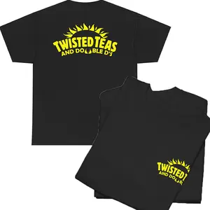 2 Sided - Twisted Teas and Double D's ver2 - Unisex Black Short Sleeve T-Shirt, Graphic Printed T-shirt, Unisex Trendy Tee, Full Sizes, Full Colors