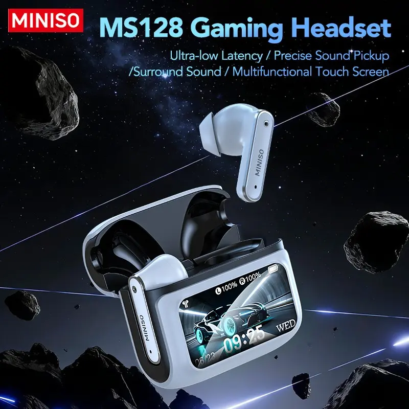 MINISO MS128, TWS Earbuds, Lightweight Wireless Earbuds, Touchscreen Earbuds, Touch Screen Earphones, Noise Cancelling, IPX5 Waterproof, Long Battery Life, Gaming Earbuds, Sports Headset, Bluetooth Earphones