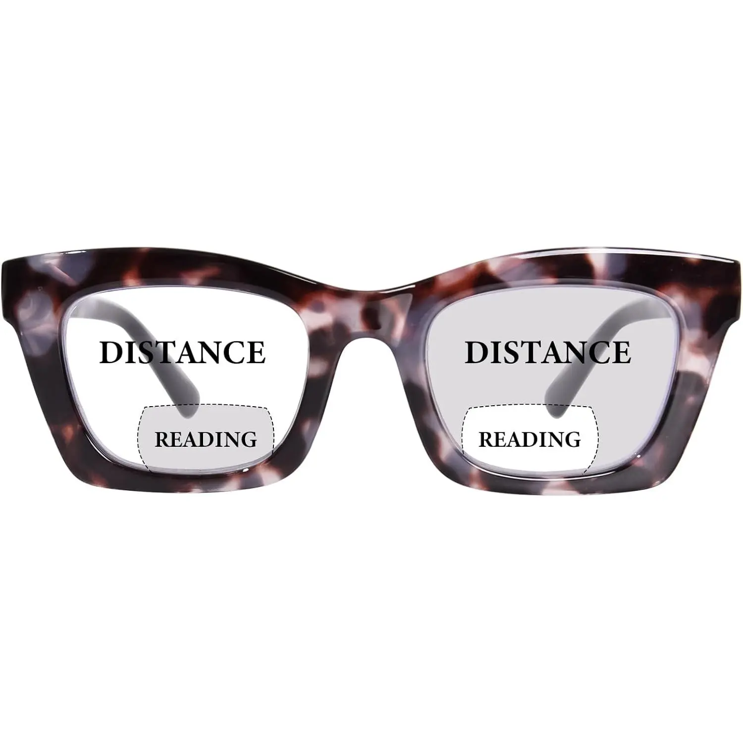 Bifocal Reading Glasses for Women  Square Frame Clear Top Progressive Readers for Women Blue Light Blocking Computer Readers with Spring Hinges (Grey Tortoise, 2.0)