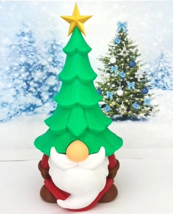 Pine Head Gnome Figurine 7.75 Inch Large Gnome Holiday Scandinavian Christmas Decorations for Home 3D Printed in USA