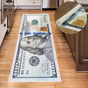 Interesting Tapestry50X120Cm Hundred Dollar Bill Long Rug For Hallway, Coin Area Rug, Washable Kitchen Rug, Non-Slip Rubber Backing Rug, Hallway Rug, Personalized Pattern Bedroom Rug, Laundry Room Rug