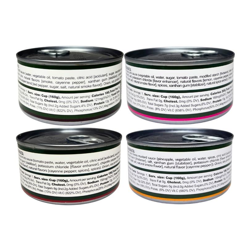 (4 Pack) Soy Ceviche –All Spicy: Tomato, Thousand Island, BBQ, Honey Mustard-5.64oz-Protein-Gluten free