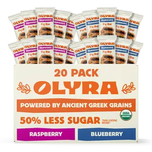 Olyra Fig Bars Bundle - 4 Box Case - 20 Bars, Organic Fig Bars with Real Fruit, Low sugar, Vegan Snacks
