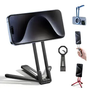 【TikTokShopBlackFriday】Aluminium Magnetic Phone Tripod Stand for iPhone,Strong Magnetic,Multi-Angles,Lightweight & Portable Phone Holder,Cellphone Accessories Smartphone Red-M40