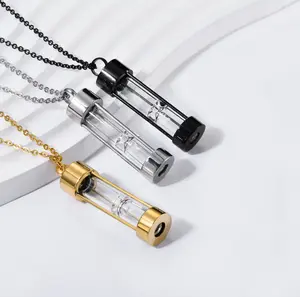 Quality Stainless Steel Timeless Hourglass Cremation Keepsake Pendant Necklace