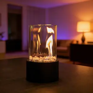 Table Fireplace with Protective Glass, 1 Count Warming Table Fireplace Heater for Indoor and Outdoor Use, Table Decoration and Heating, Balcony Ambiance Decoration, Summer for Gift#tiktokshopstockup  #mothersdaygift