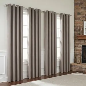 Linen Blackout Curtains 4-Piece Set Combo, Breathable Lightweight Thermal Insulated Fade Resistant Light Blocking Drapes with Metal Grommets for Easy Hanging, Privacy Curtains for Bedroom, Living Room All Season,4-Piece Set Curtains
