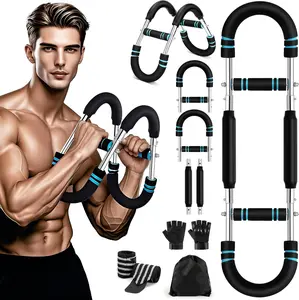 Twister Arm Trainer,40-100lb Adjustable Power Twister Bar with Fingerless Tactical Gloves, Strap Wrist Brace