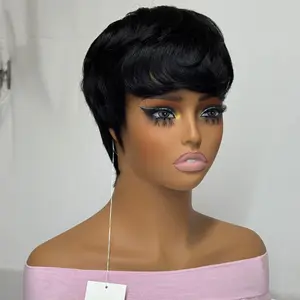 Short Pixie Cut Wig Human Hair For Black Women Machine Made Wigs With Bangs Short Wig Human Hair Wigs summerwins