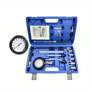 11-Pack Cylinder Compression Tester Gas Engine Instrument Kit Tools Car Motorcycle Car Cylinder Pressure Gauge Car Testing Multifunctional Cylinder Pressure Tester Car Engine Cylinder Pressure Testing Table