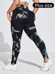 【plus size】tie dye ruched sports tummy control leggings, high stretch yoga leggings, gym clothes, ladies sportswear for indoor outdoor wear, leggings for women, legging fitness, yoga pants, workout clothes women, gym clothing, high waisted leggings