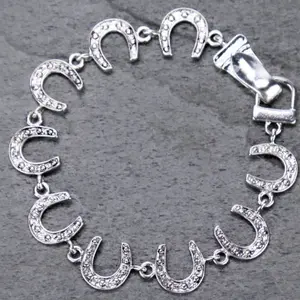 Horse Shoe Magnetic Bracelet - Silver Metallic with Horse-Shoe Design, Includes Clasp Attachment, Elegant and Trendy Accessory