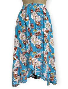 Blue Spanish Porcelain Faux Ruffle Wrap Barcelona Skirt