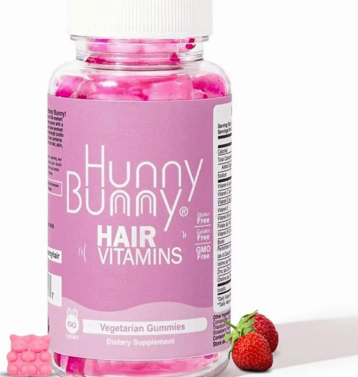 Hunny Bunny Hair Vitamin Biotin Gummies - Biotin Supplement with Vitamin A, C, D, E, B6 – Hair Growth, Skin, Nail Vitamins - Non GMO, Gluten Free – 60 Gummies