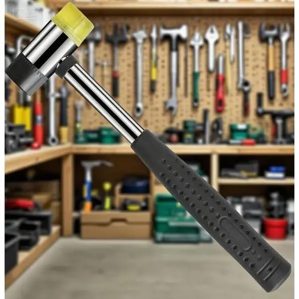 25mm Double-Sided Scratch-Free Non-Marring Rubber Mallet - Lightweight Ergonomic Grip, Durable Soft-Face Steel Hand Tool for Crafts, Furniture Assembly, Scratch-Free Face, Repairs