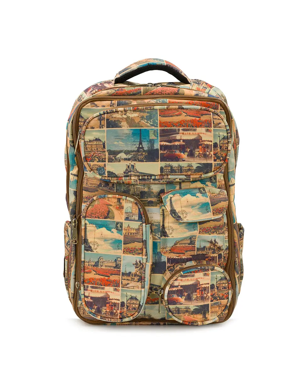 Vico Travel Backpack - Woven Poly - Postcards From Paris