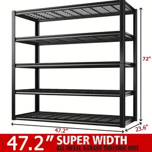 35.4 In. W X 15.7 In. D X 72 In. H, Heavy Duty Shelving, 5 Tier Adjustable Metal Shelving Unit, Adjustable Tiers, Miscellaneous Shelving, Stackable, Classic Design, Adjustable Metal Shelves For Storage, Screwless Assembly, Industrial Style shelf