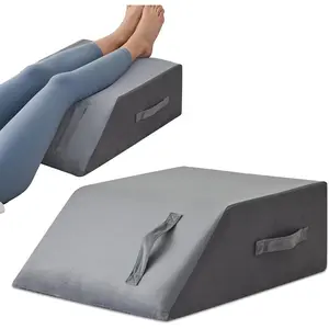 Leg Pillow Elevation Circulation, Leg Wedge for Elevation for Swelling, Leg Elevating Pillow for After Surgery Foot Knee Pillow for Back Sleeping 23.6*16.8*8 Inch Short Plush